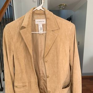 Liz Claiborne Suede Blazer Jacket Long Sleeves Button Front Brown Size Medium